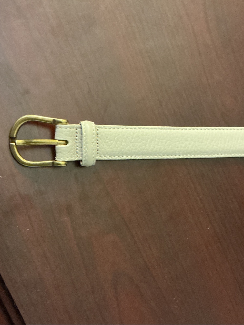 L.L. Bean Slim Tan Leather Belt with Gold-Tone Buckle - Picture 4 of 6